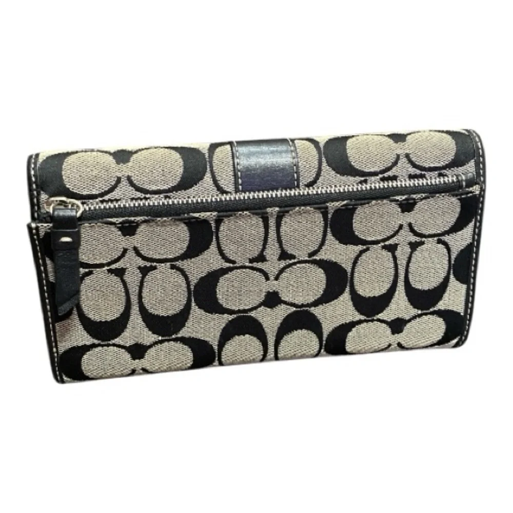 Vintage Coach Black And  Gray Legacy Trifold Signature Wallet